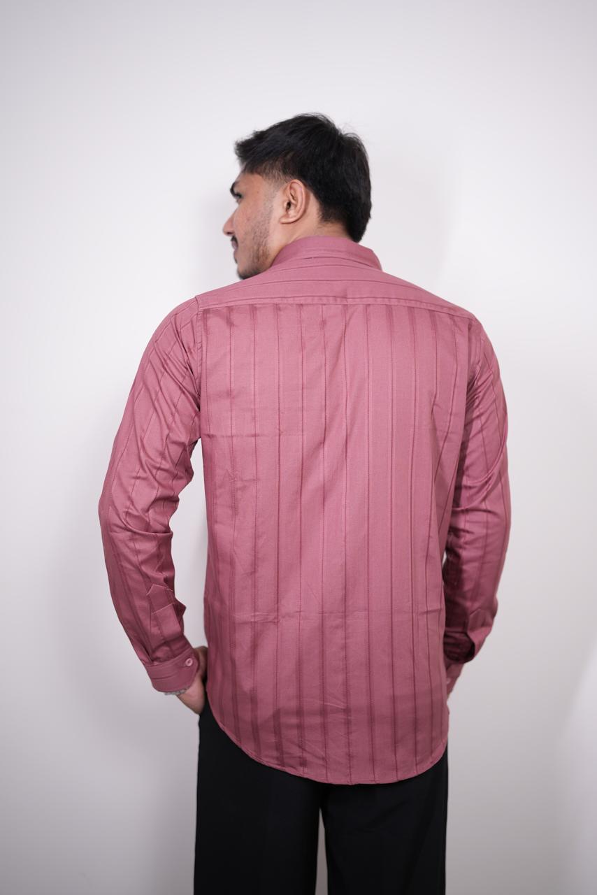 Dusty Maroon Stripes Regular Fit Shirt