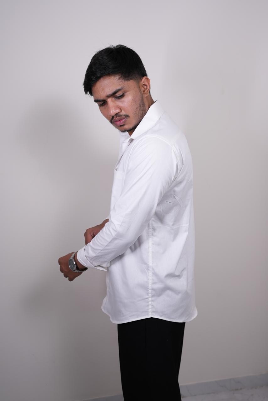 Solid Slim Fit Shirt White