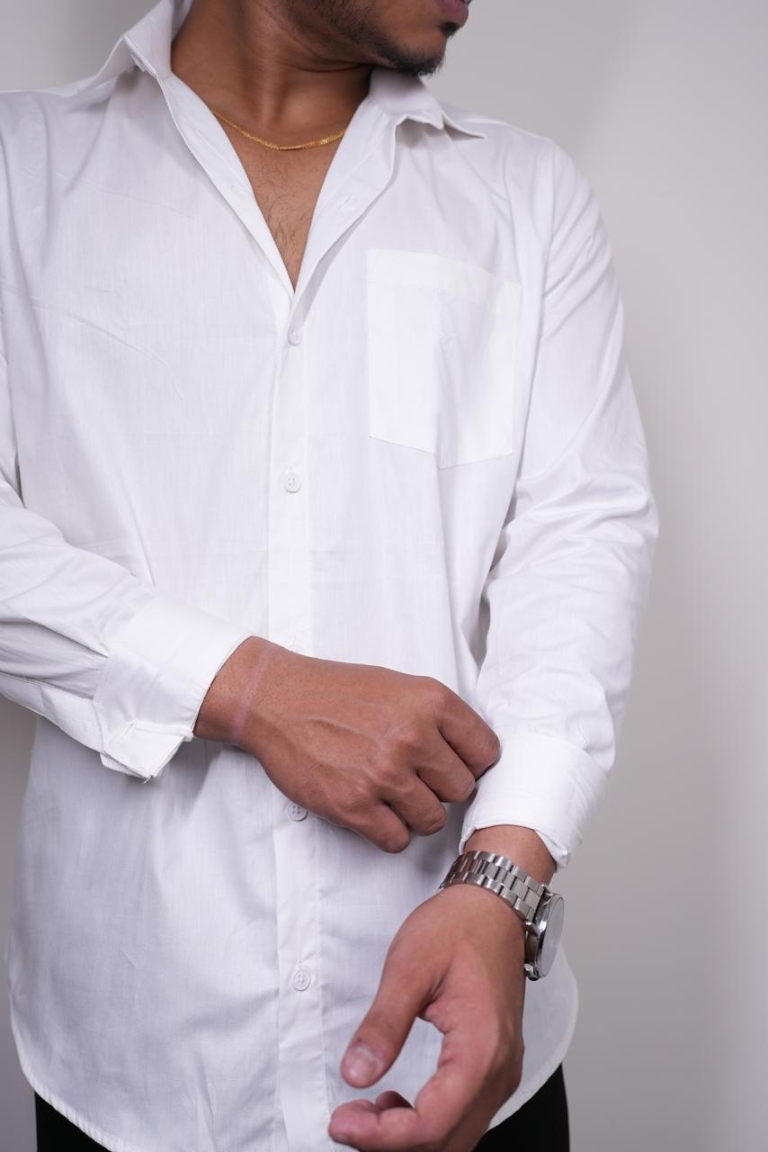 Solid Slim Fit Shirt White