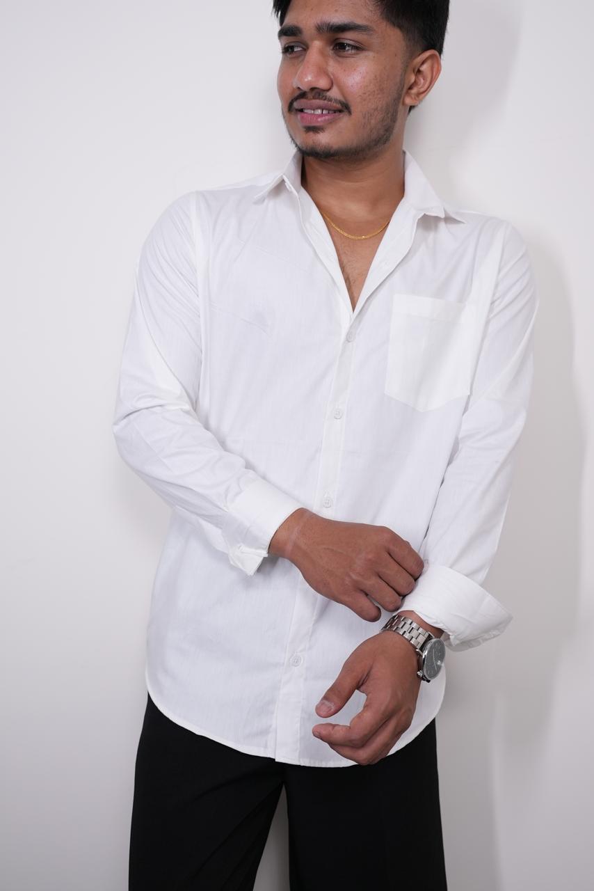 Solid Slim Fit Shirt White